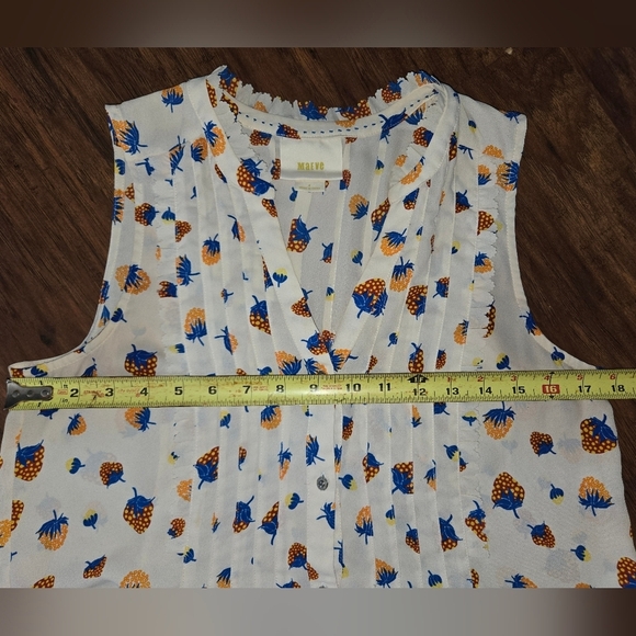 Maeve By Anthropologie Fragola Strawberry Ruffle Tank Blouse Size 4 - Picture 7 of 9